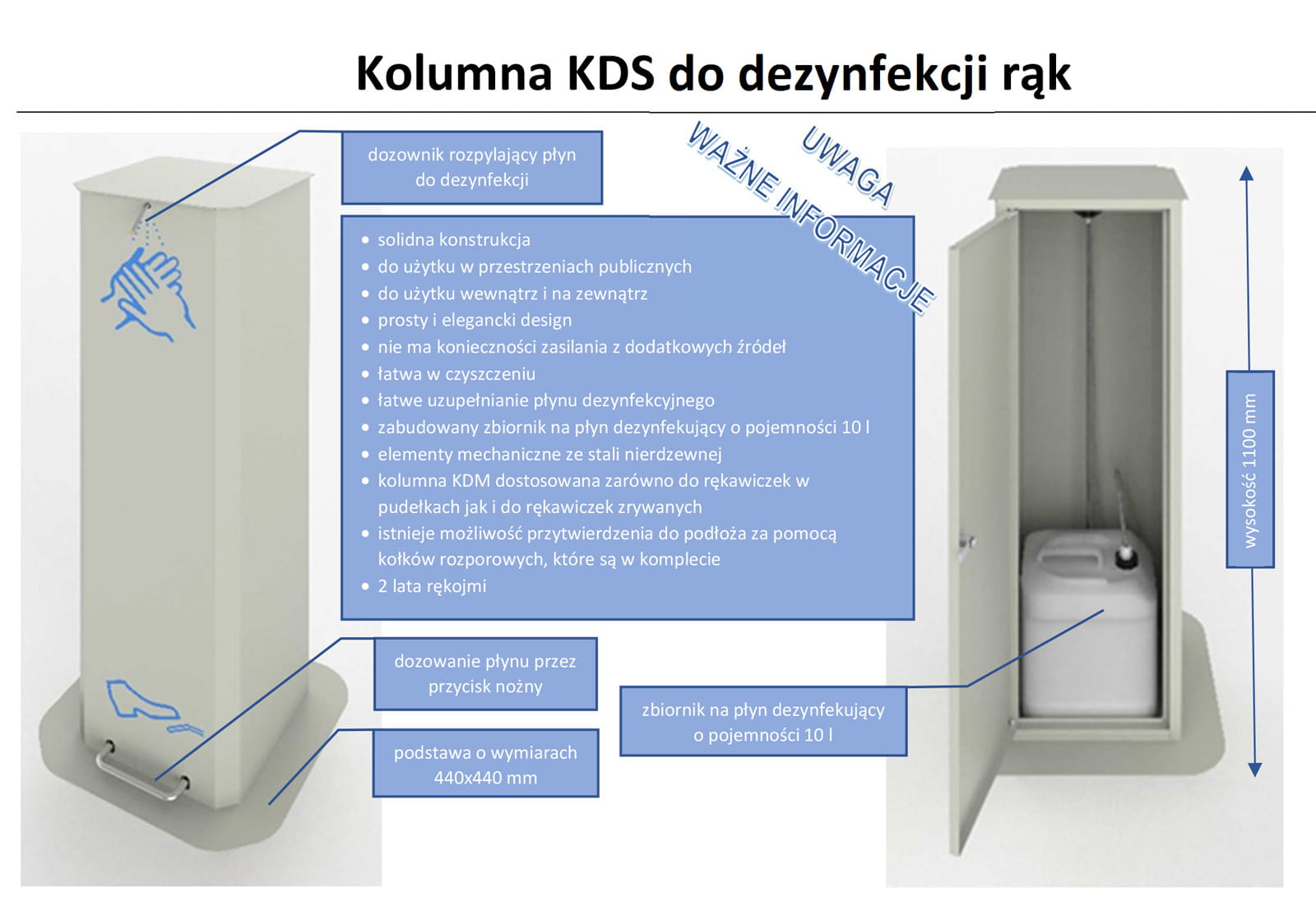 Kolumna do dezynfekcji rąk KDS