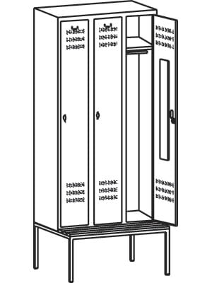 Szafa ubraniowa z ławką 3 x 300 mm