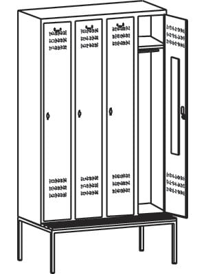 Szafa ubraniowa z ławką 4 x 300 mm